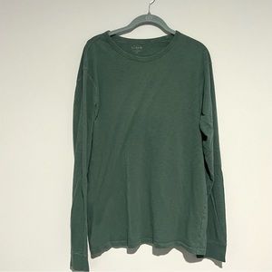 J Crew Factory Mens Dark Green Long Sleeve Comfy Crewneck Shirt Size L